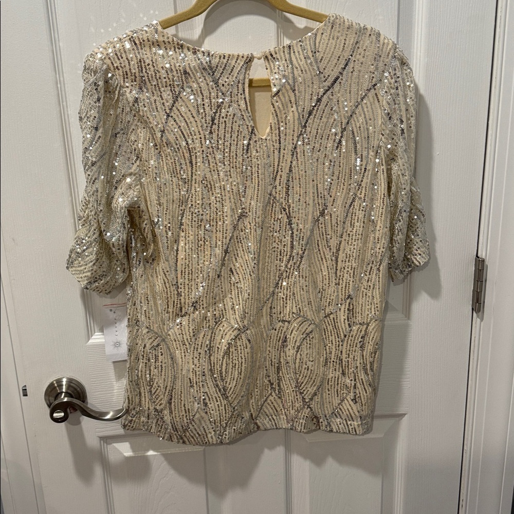 Fever Cream and Silver Sequin Blouse - Picture 5 of 8
